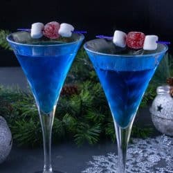 Jack Frost Martini - A frosty Classic Gin and Vermouth Martini with a Blue Curacao twist!