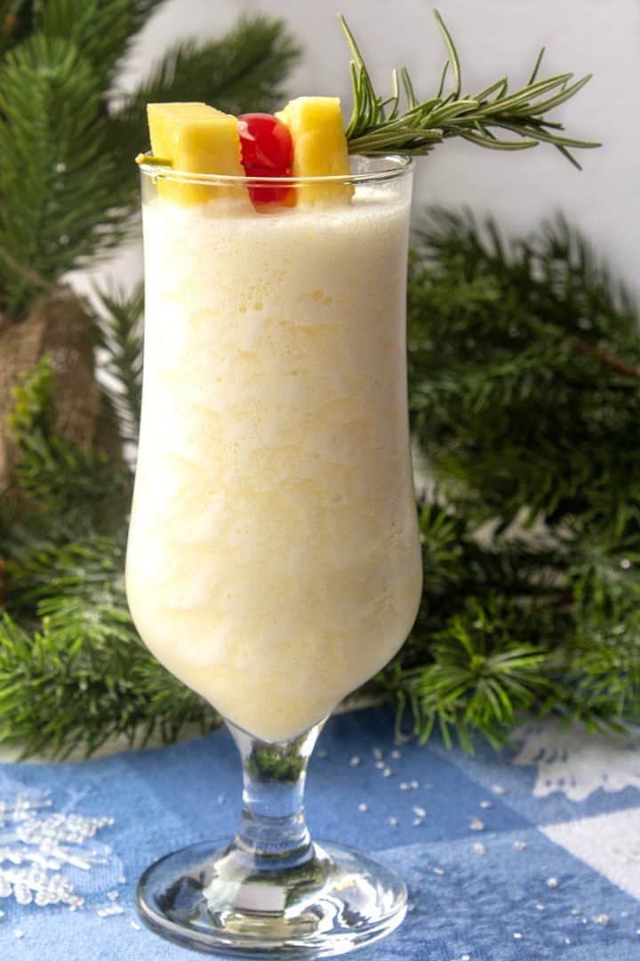 This winter cocktail is a holiday version of the classic Pina Colada. A shot of Peppermint Schnapps gives this delish drink it's frosty flair!