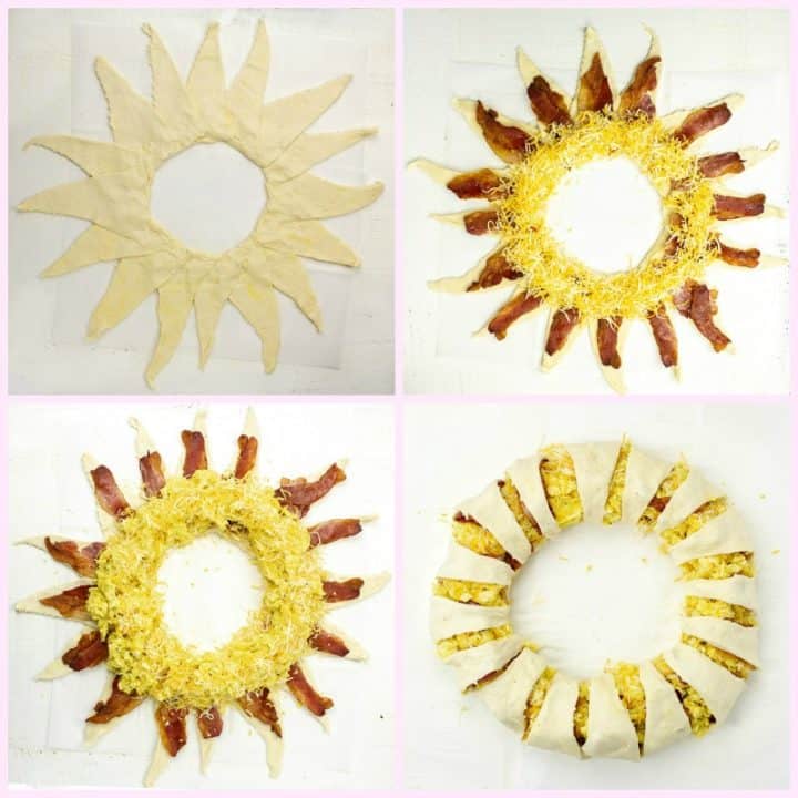 Steps to making Cheesy bacon egg breakfast crescent rings