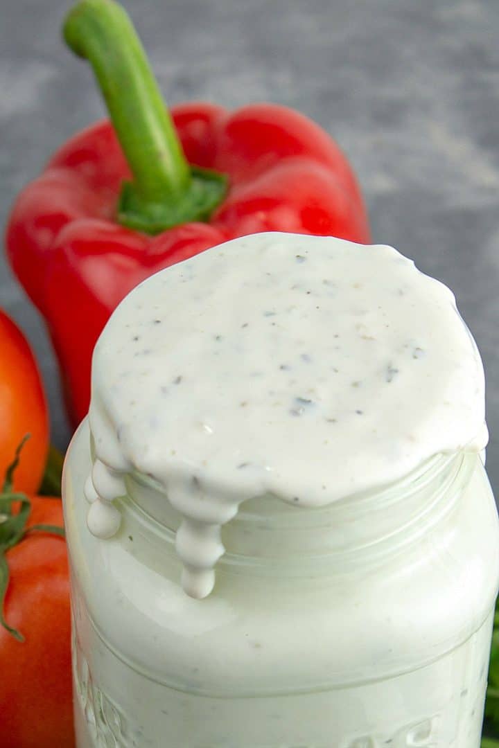 CREAMY, TANGY AND FULL OF HERBS, THIS EASY RANCH DRESSING IS SO TASTY YOU'LL NEVER WANT BOTTLED RANCH AGAIN!