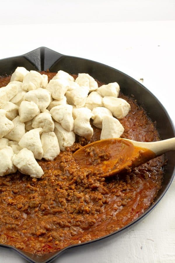 Taco Meat and Biscuits in Pan