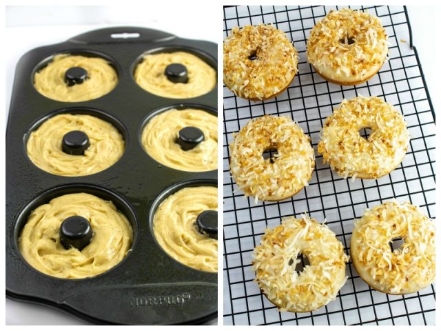 Baking Donuts in donut pan and done on a cooling rack