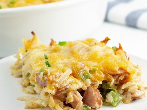 Make this Cheesy Potato Smoked Sausage Casserole for an easy family dinner. In less than 10 minutes this hearty dish is ready for the oven!
