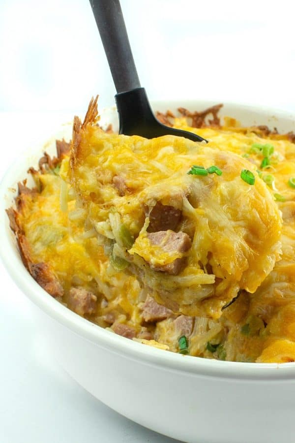 Make this Cheesy Potato Smoked Sausage Casserole for an easy family dinner. In less than 10 minutes this hearty dish is ready for the oven!