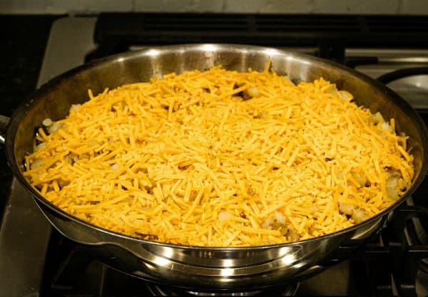 Cheesy topping for skillet dinner