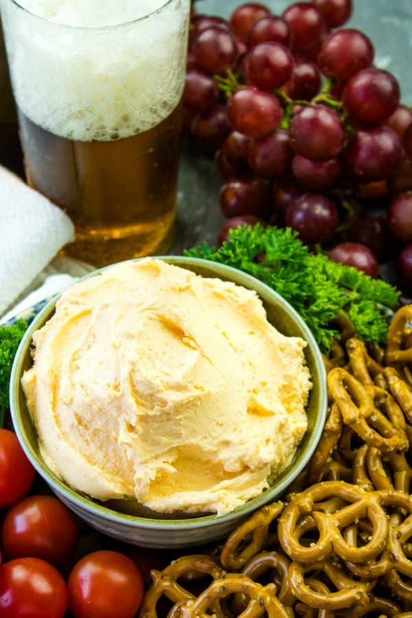 Easy Pub Style Beer Cheese Dip - Cream cheese, cheddar cheese, beer and spices make this game day or any occasion snack an all-time favorite!