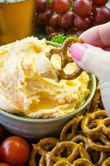 Easy Pub Style Beer Cheese Dip - served warm or cold, this cheddar cheese dip is a winner! It's great for Game Day's or any occasion when you want a creamy cheese snack.