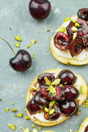 How to make Balsamic Cherry Ricotta Crostini with Pistachios