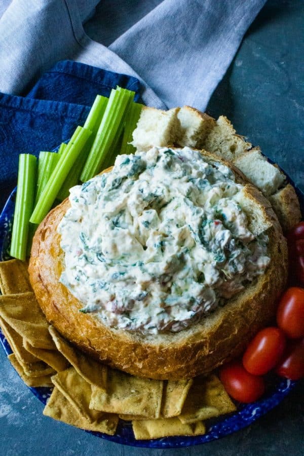 Learn to make Easy Spinach Dip Recipe with spinach, bell pepper, water chestnuts and a seasoned sauce that tastes amazing!