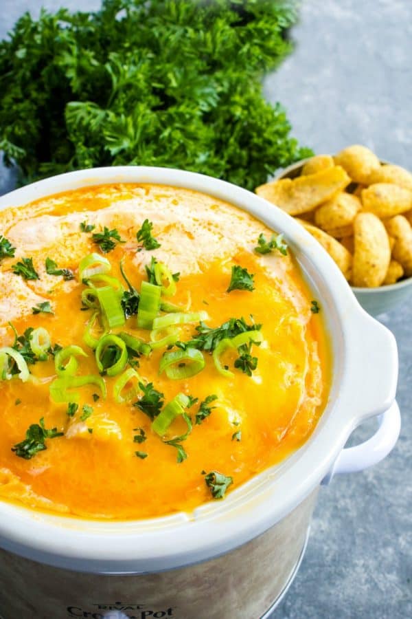 Buffalo Dip served right in the slow cooker!