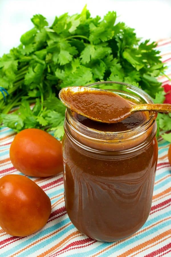 Easy Red Enchilada Sauce, a mixture of tomato sauce, vegetable broth plus Mexican spices creates a thick Red Enchilada Sauce for enchiladas, tamales, Mexican lasagna and more! Great for the freezeer too!