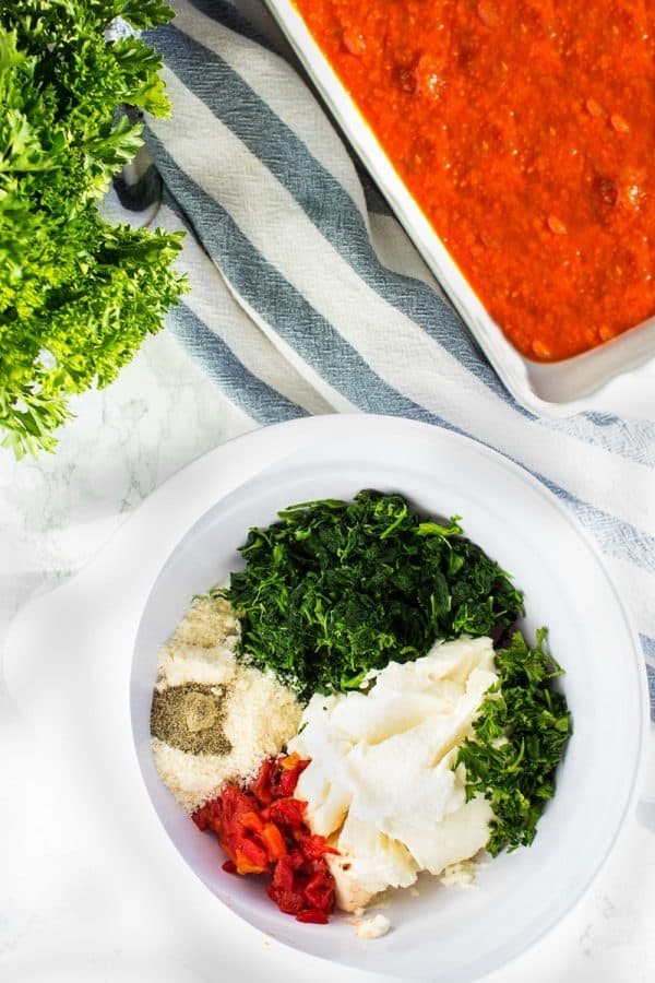 Ingredients to make jumbo stuffed shells