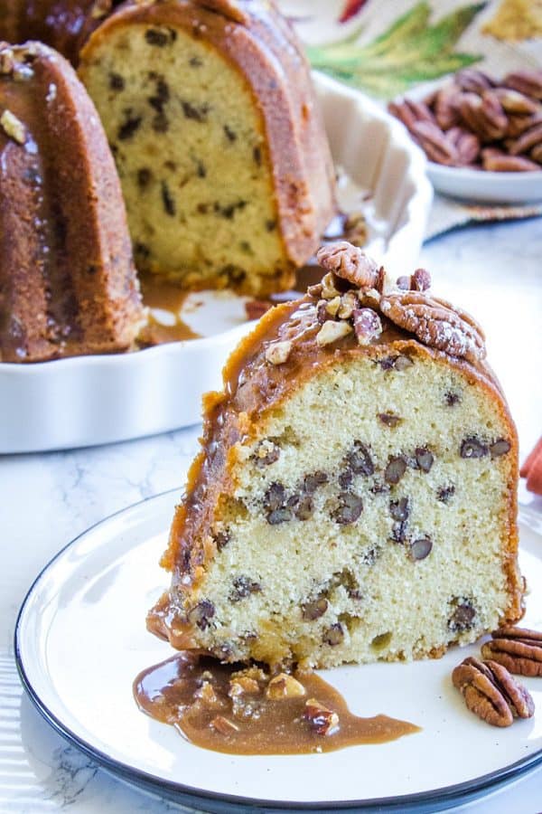 Oh so delicious Classic Southern Pecan Pound Cake is a moist and tender pound cake recipe with all the butter flavor of the classic cake and a nutty crunch from buttered pecans.