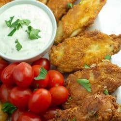 Low Carb Keto Fried Chicken Wings recipe is so EASY! Only 5 minutes of prep and 10 minutes cooking time for these amazingly crunchy chicken wings.