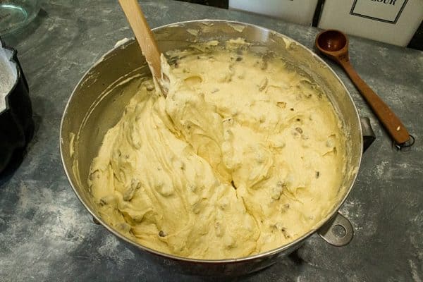 Butter Pecan Pound Cake batter ready for the cake pan.