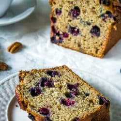 Blueberry Pecan Banana Bread - super moist and tender bread with brown sugar and yogurt flavor makes this blueberry and pecan stuffed bread the best ever.