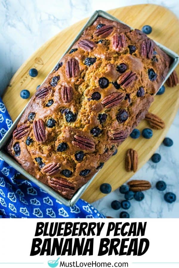 Blueberry Pecan Banana Bread - super moist and tender bread with brown sugar and yogurt flavor makes this blueberry and pecan stuffed bread the best ever.