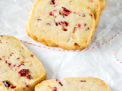 Make buttery, zesty Cranberry Citrus Shortbread Cookies with basic pantry ingredients. Boldly flavored slice & bake cookies for your festive dessert table!