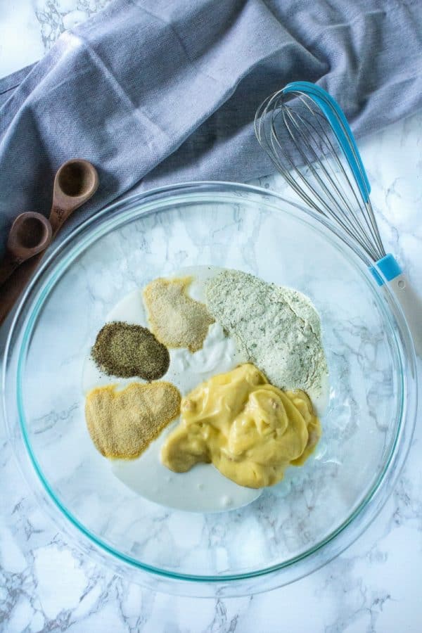 Sauce ingredients for freezer in mixing bowl