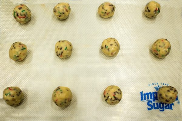 Rolled cookie dough ready for baking.