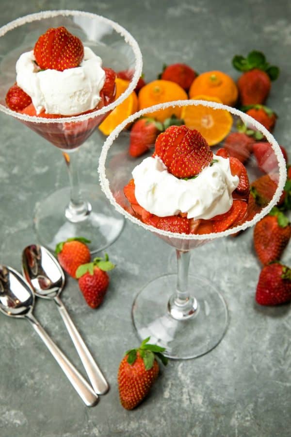  Light and naturally sweet, this Easy Strawberry Dessert for Two, with a splash of orange liqueur is like having a cocktail and dessert all in one! #mustlovehomecooking