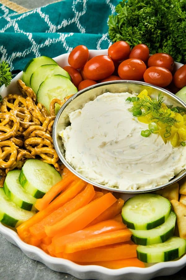 This fun and insanely addictive party pickle dip is made with cream cheese, dill pickles and seasoning and takes only minutes to make.