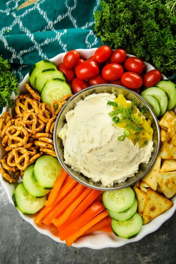 This fun and insanely addictive party dip is made with cream cheese, dill pickles and seasoning and takes only minutes to make.