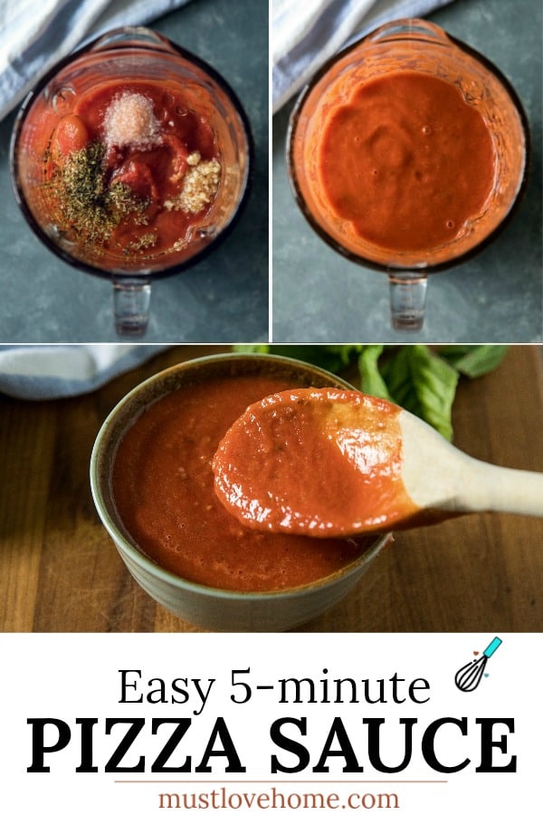 Easy pizza sauce with San Marzano tomatoes, olive oil and seasonings is ready to go in under 5 minutes.#mustlovehomecooking #pizzasaucerecipe