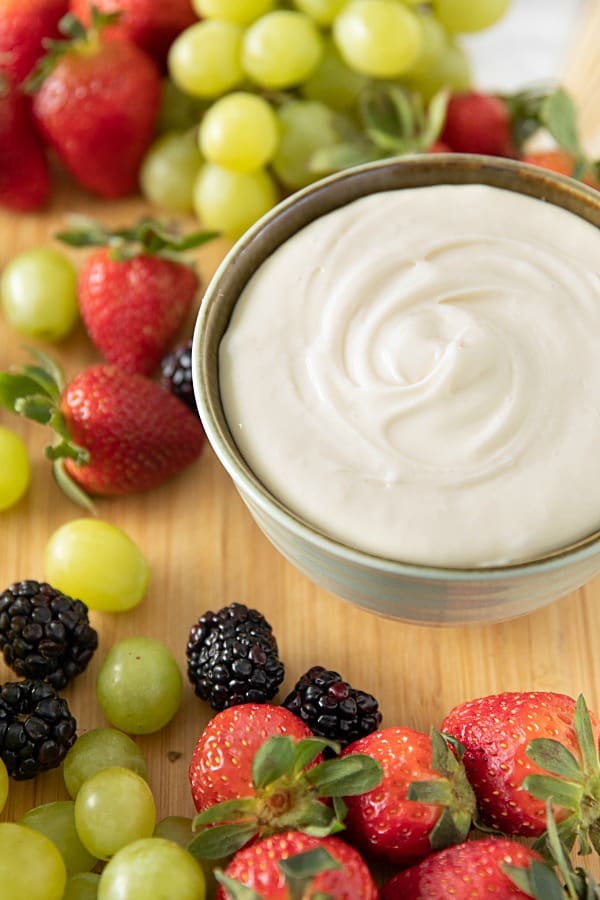 Honey Cream Cheese Fruit Dip is rich, creamy and made with only 3 easy ingredients. #mustlovehomecooking #fruitdip #partydip