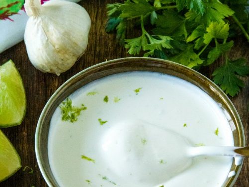Cool and creamy, this crazy good sour cream and lime sauce adds so much fresh flavor to Southwest dishes with only 3 easy ingredients. #mustlovehomecooking #limecream