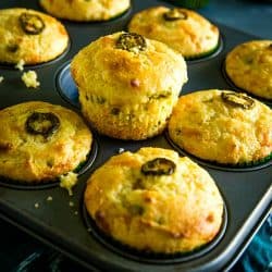 Jiffy Jalapeno Cheddar Cornbread Muffins are moist and cheesy with just the right amount of sweetness and spice. #mustlovehomecooking