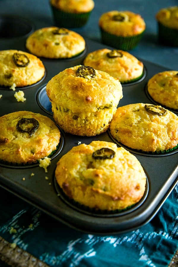 Jiffy Jalapeno Cheddar Cornbread Muffins are moist and cheesy with just the right amount of sweetness and spice. #mustlovehomecooking