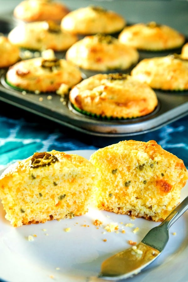 Jiffy Jalapeno Cheddar Cornbread Muffins are moist and cheesy with just the right amount of sweetness and spice.