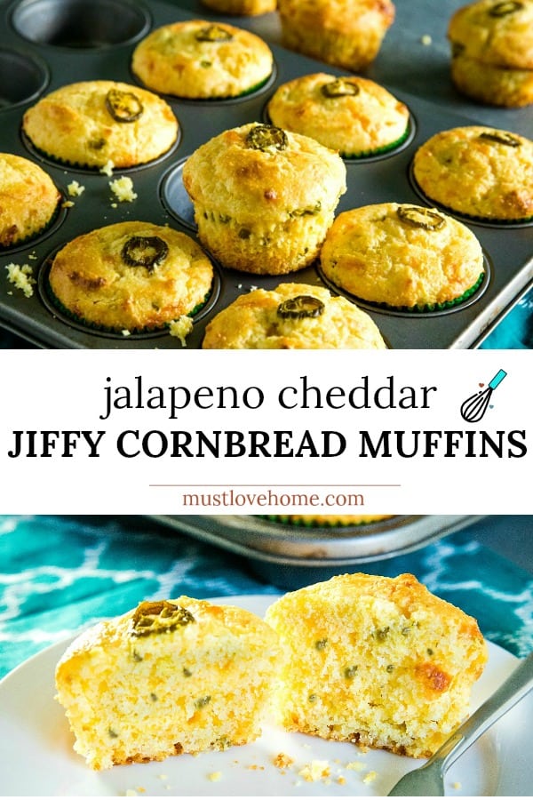 Jiffy Jalapeno Cheddar Cornbread Muffins are moist and cheesy with just the right amount of sweetness and spice. #mustlovehomecooking