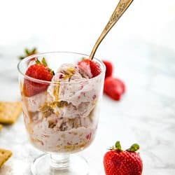 No Churn Strawberry Graham Cracker Ice Cream, with the nutty, sweet flavor of graham crackers, takes minutes to prep with only 8 easy ingredients. #mustlovehomecooking