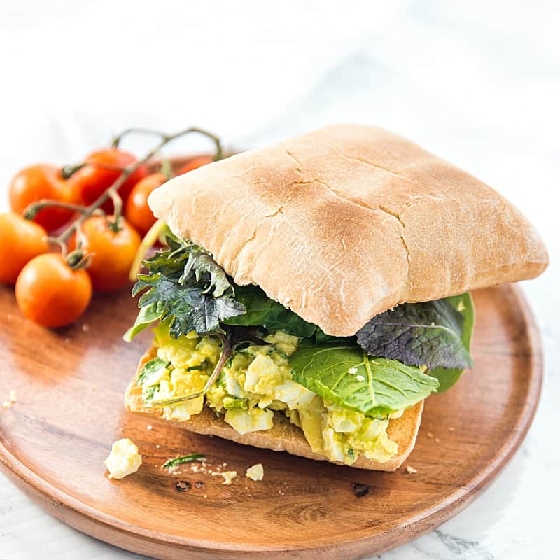 Avocado Egg Salad - fresh and healthy, filled with herbs and a touch of mayo! Super tasty on a toasted ciabatta roll!