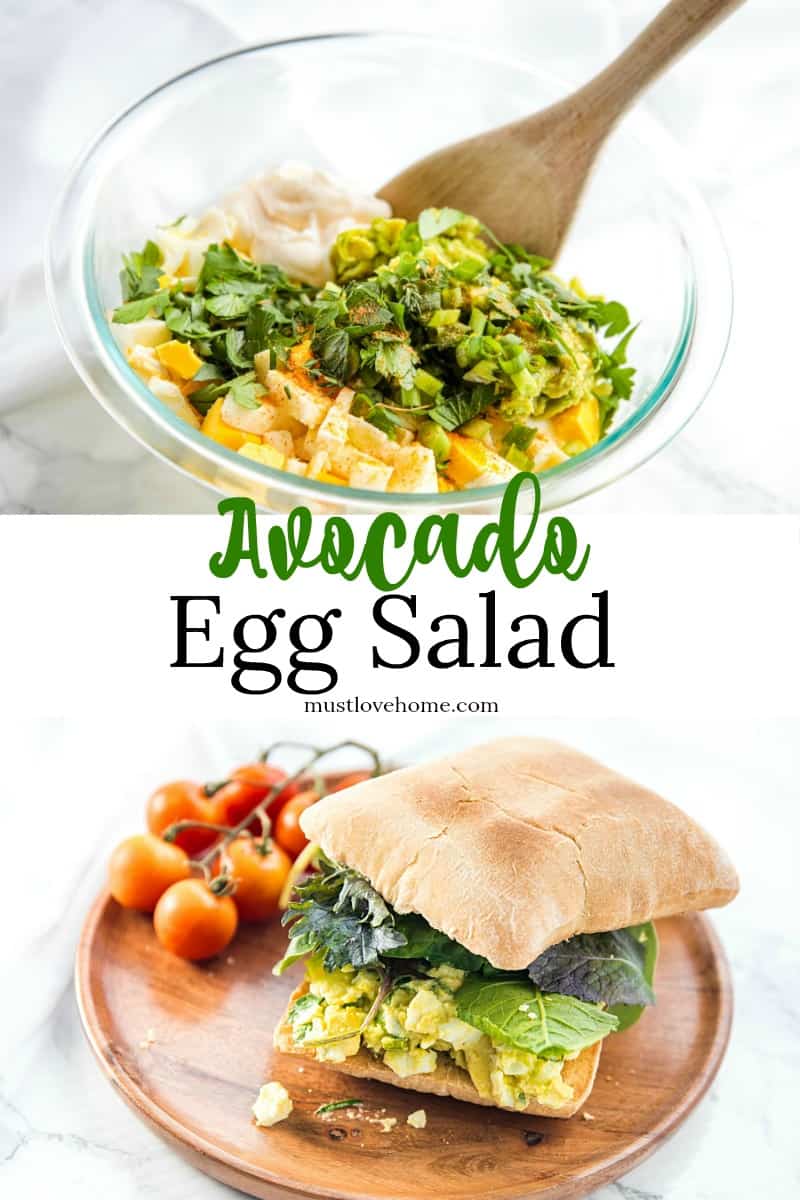 Avocado Egg Salad - fresh and healthy, filled with herbs and a touch of mayo! Super tasty on a toasted ciabatta roll!