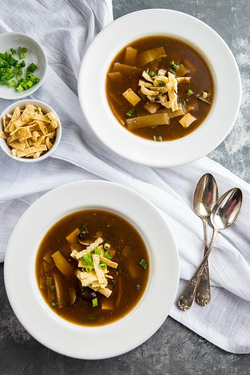 A quick and easy restaurant-style Hot and Sour Soup Instant Pot Recipe that's better than any take-out! #mustlovehomecooking