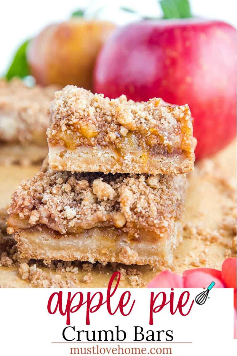 Crumbly, buttery and jammy, these easy Apple Pie Crumb Bars are bursting with spices and tastes just like apple pie, only better! #mustlovehomecooking