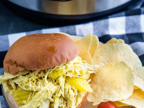 Tangy and flavorful shredded chicken, made with banana peppers and ranch seasoning, ready in minutes from your pressure cooker. #mustlovehomecooking