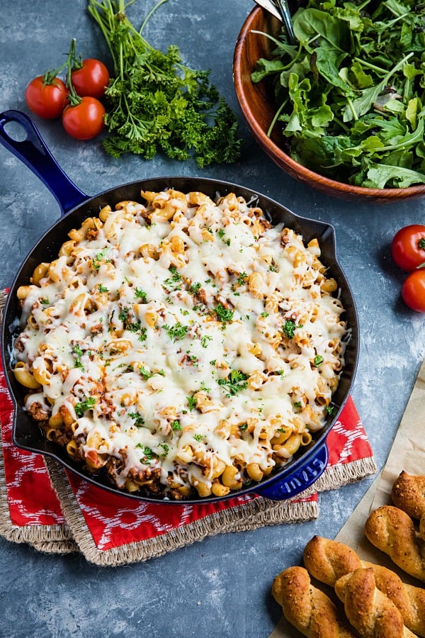 Best Ever Sloppy Joe Mac and Cheese has all the flavors of beefy sloppy joe wrapped in comforting cheesy pasta. It's two classics in one super easy skillet recipe!