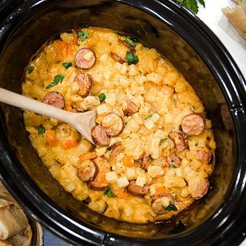 Cheesy Brat Stew for the Slow Cooker Recipe