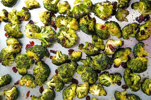 Maple Mustard Broccoli roasted on sheet pan