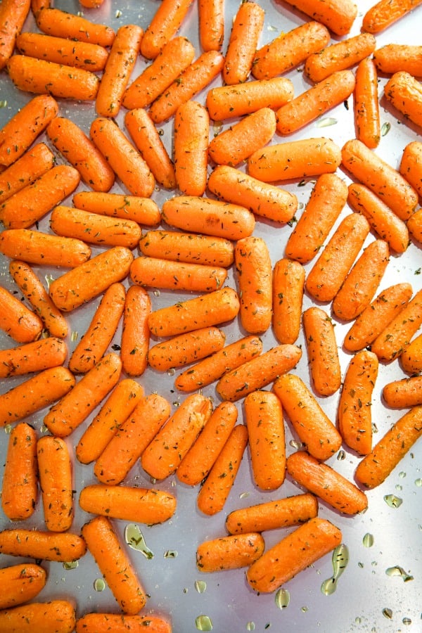 Herb Carrots on sheet pan