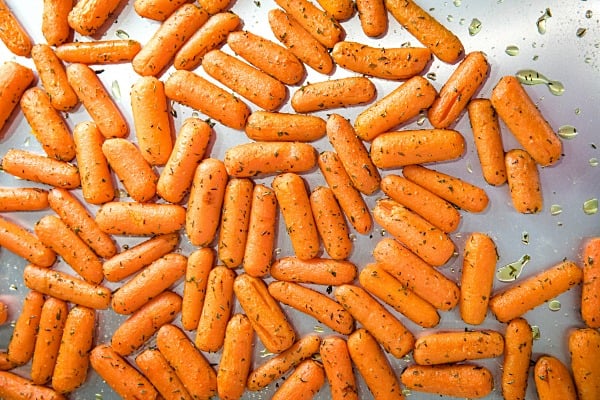 Herb Carrots roasted on sheet pan