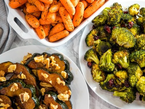 Three incredibly easy sheet pan thanksgiving sides with little prep required, all ready in under one hour! #mustlovehomecooking