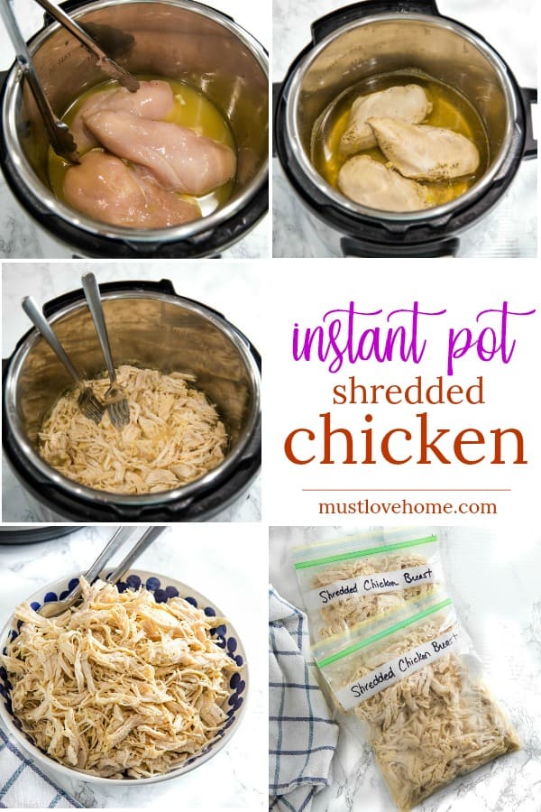 Easy Instant Pot Shredded Chicken is a deliciously easy recipe starter perfect for freezing. Perfect for quick sandwiches, quesadillas, rice dishes, and casseroles!