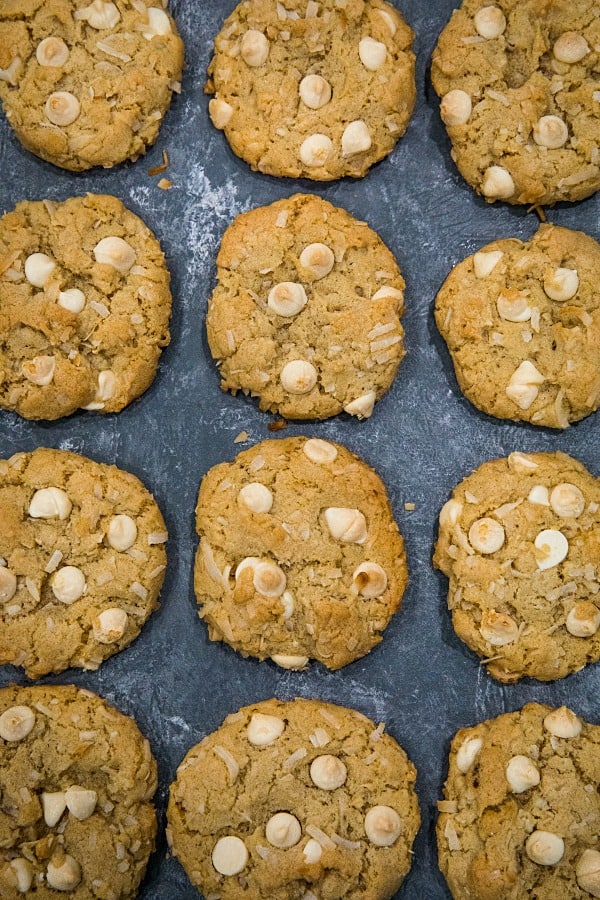 Chewy Chocolate Chip Coconut Cookies are crisp and buttery on the outside with an irresistibly soft and chewy inside. A holiday favorite and great for gift giving too!