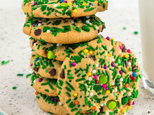 Sprinkle Chocolate Chip Peanut Butter Cookies with lots of peanut butter, mini chocolate chips and sprinkles make them so flavorful and festive for the holidays.