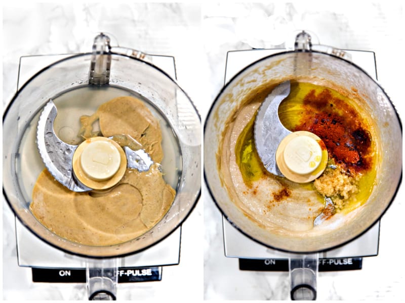 ingredients for hummus in food processor